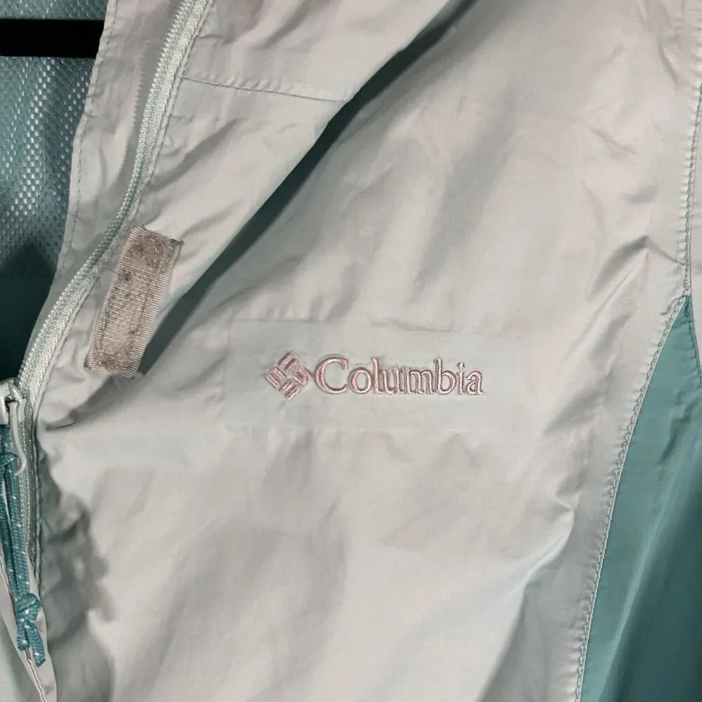 Columbia Jacket Women's Medium Green Blue Full Zip Hooded Hook Loop - Picture 4 of 11
